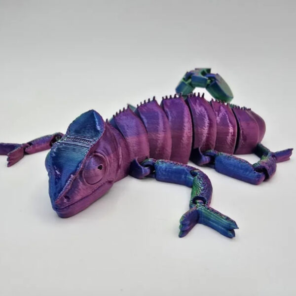 Articulated Chameleon STL – 3D Printable Flexi Lizard | Color-Changing Print-in-Place Model - Image 2