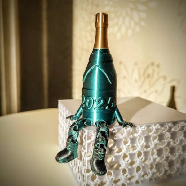 New Year Champagne STL – Articulated Legs Bottle Model | 3D Printable Party Decor - Image 2