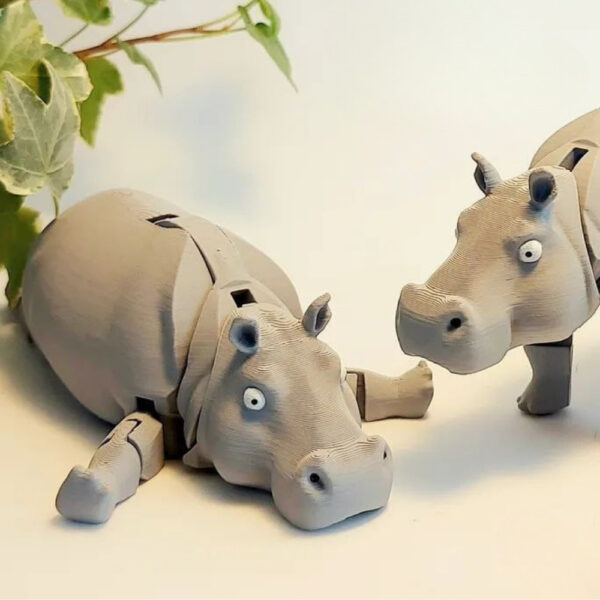 Articulated Hippo STL – Flexi 3D Printable Toy | Print-in-Place River Horse Model - Image 2