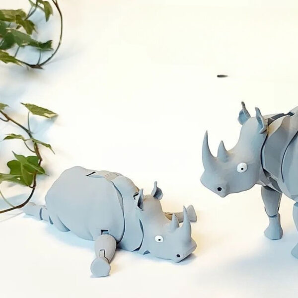 Articulated Rhino STL – Flexi 3D Printable Toy | Print-in-Place Wildlife Model