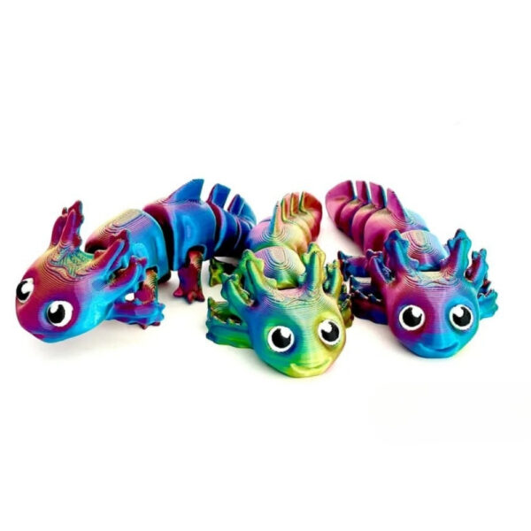 Axocuties STL – Articulated Axolotl 3D Model | Flexi Print-in-Place Salamander Toy