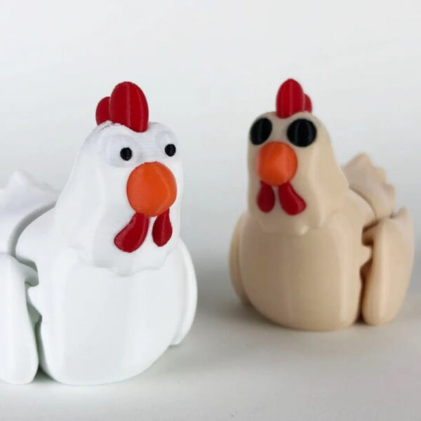 Cute Chicken STL – Single Color Flexi 3D Model | Print-in-Place Farm Animal Toy