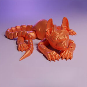 Flexi Gato STL – Poseable 3D Printed Cat Model | Print-in-Place Articulated Feline
