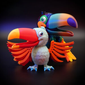 Articulated Toucan STL – 3D Printable Poseable Bird Model (Flexi Beak & Tail for Jungle Dioramas)
