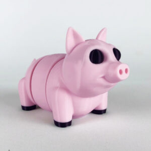 Cute Articulated Pig STL - Print-in-Place Dark Eyes Version | 3D Printable Model
