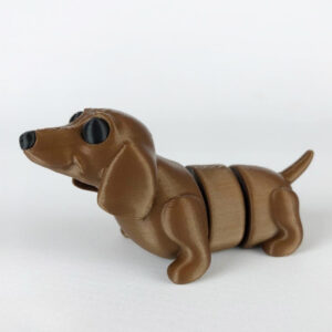 Articulated Dachshund STL - Wiggly Print-in-Place Sausage Dog with Dark Eyes | 3D Printable Poseable Pet Model