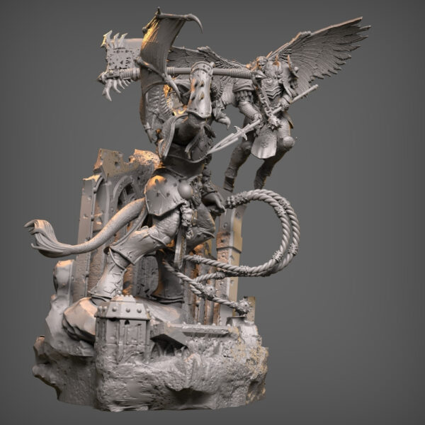 "Ka’bandha vs. Sanguinius Diorama STL – 3D Printable Warhammer 40K Epic Battle Scene (Siege of Terra) - Image 5