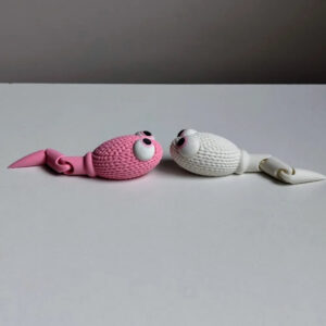 Articulated Knitted Sperm STL – Whimsical Flexi 3D Printable Model | Biology-Inspired Desk Toy