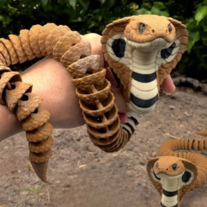 Articulated Cobra STL – 3D Printable Poseable Snake Model | Realistic 8mm Glass Eye Version