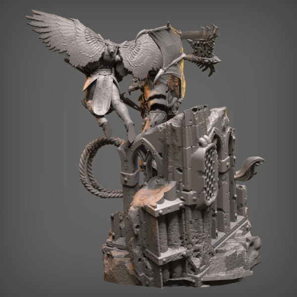 "Ka’bandha vs. Sanguinius Diorama STL – 3D Printable Warhammer 40K Epic Battle Scene (Siege of Terra) - Image 3