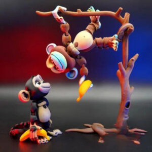 Flexi Factory – Articulated Monkey with Tree & Banana STL | 3D Printable Jungle Playset