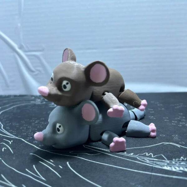 Cute Flexi Mouse STL – Print-in-Place Articulated Rodent | Adorable 3D Printed Desk Toy - Image 3