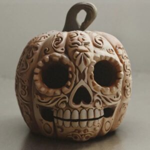 Day of the Dead Pumpkin Lamp – Sugar Skull Jack-o'-Lantern Decoration