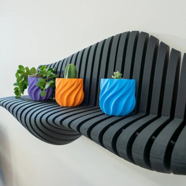 Wavy Decorate Ribs Shelf – 3D Printable Modern Wall Shelf