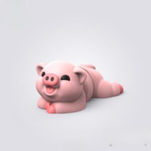 Flexi Sleeping Pig – Articulated Print-in-Place STL | 3D Printable Sleeping Pig Model