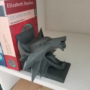 The Witcher Bookend – 3D Printable Witcher Wolf Head Book Holder