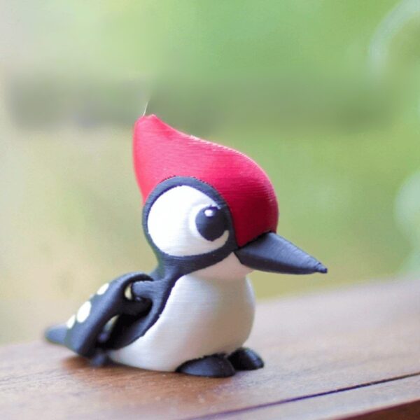 Wiggly Woodpecker – Articulated Print-in-Place STL | 3D Printable Interactive Bird Model