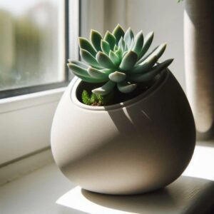 Modern Design Succulent Planter "Egged" – Minimalist Ceramic Pot for Indoor Plants