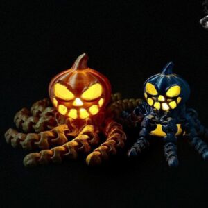 Pumptopus Lantern Octopus | Articulated Print-in-Place STL | Halloween 3D Printable Lantern