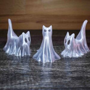 A Trio of Halloween Ghost Cats – 3D Printable Spooky Cat Figurines