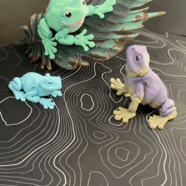 WhitesTreeFrog – Articulated Print-in-Place Tree Frog STL | 3D Printable Flexible Frog Model