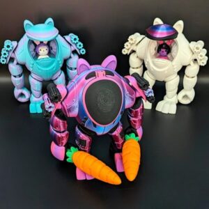 Bunny Bot – Articulated Print-in-Place Robot Bunny | Koza Design STL | 3D Printable Robot Toy