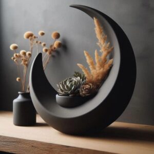 Designer Crescent Moon Vase – Sculptural Decorative Object for Modern Interiors