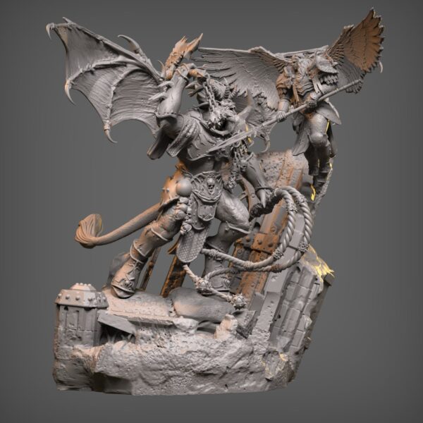 "Ka’bandha vs. Sanguinius Diorama STL – 3D Printable Warhammer 40K Epic Battle Scene (Siege of Terra) - Image 8