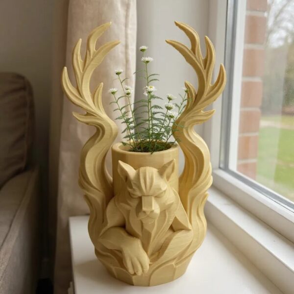 Fire Wolf Vase – Hand-Painted Ceramic Vase with Mythical Wolf Art (Home Decor & Gift Idea) - Image 2