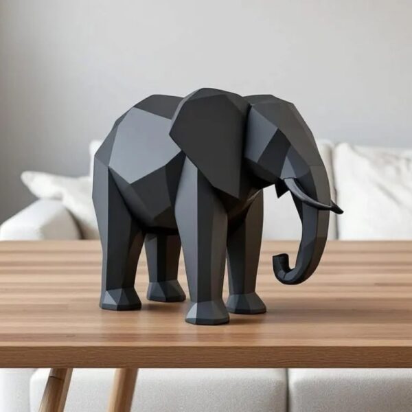Low Poly Elephant 3D Model – Minimalist Geometric Animal STL for Printing (FDM/Resin) - Image 2