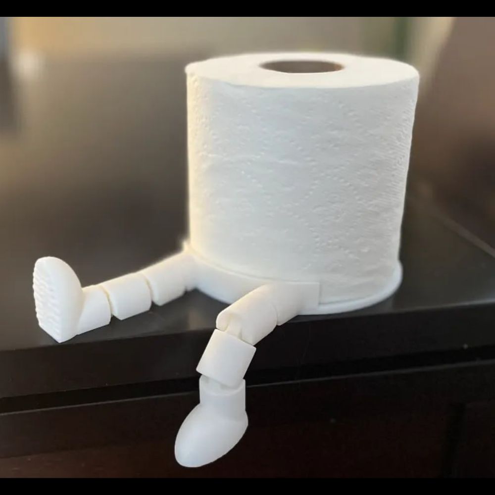 Flexi‑Legged Toilet Paper Buddy – Articulated Roll Holder & Fidget Toy