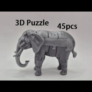 3D Elephant Puzzle (45 Pieces) – DIY Printable PLA Model