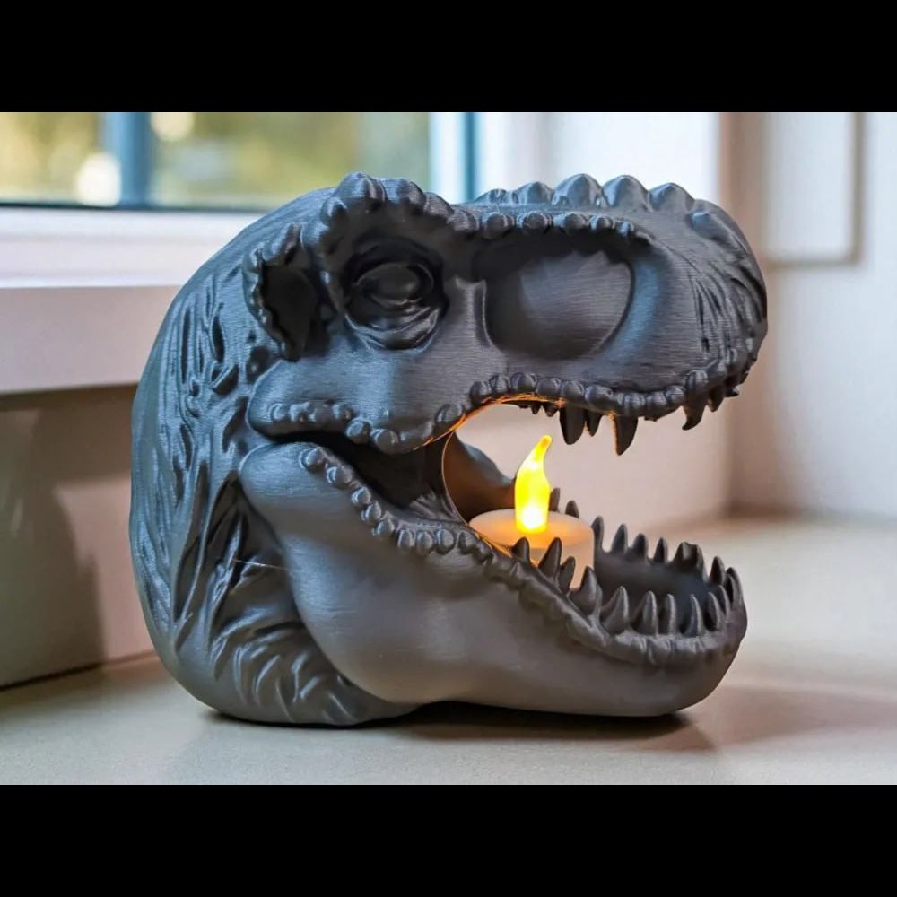 T‑Rex Battery‑Candle Holder – Prehistoric Dinosaur Tea‑Light Stand - Image 2