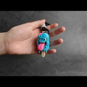 Zombie Popsicle Keychain – Kawaii Undead Ice‑Pop Charm