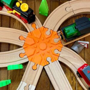 8-Lane Railway Crossing for Wooden Train Sets – Expand Your Playtime Adventures