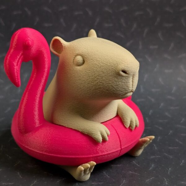 Capybara Pool Float STL – 3D Printable Chill Capybara with Flamingo Ring (Fun Summer Design)