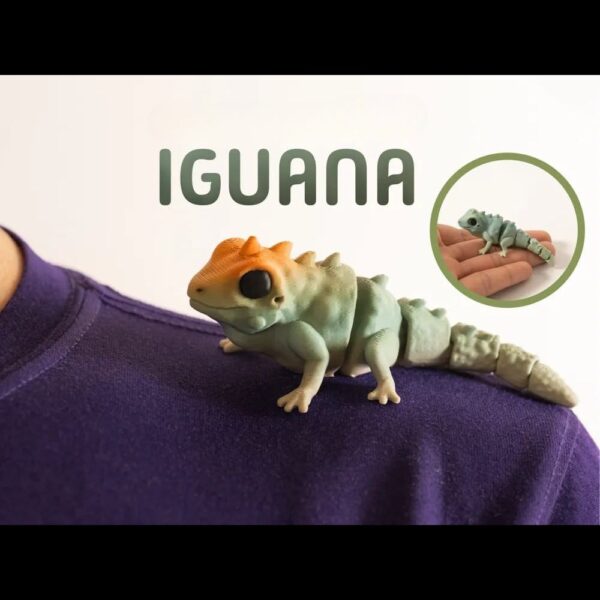 Mini Flexi Knitted Iguana – Poseable Amigurumi Lizard Toy