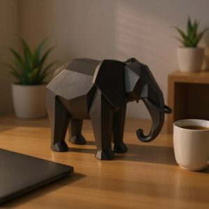 Low Poly Elephant 3D Model – Minimalist Geometric Animal STL for Printing (FDM/Resin)