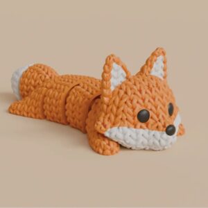 Flexi Knitted Fox – Articulated Crochet Fox Toy with Bendable Wire Frame (DIY Kit or Ready-Made)