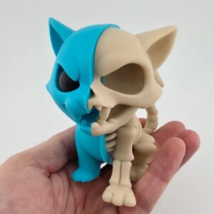Half Cat, Half Skeleton Sculpture – Unique Gothic Home Decor Piece