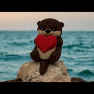 Cute Crocheted Otter Plush – Adorable Otter with Heart