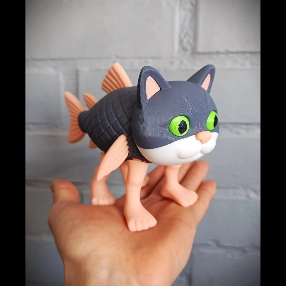 Trulimero Trulichina – Articulated Brainrot Cat-Fish Flexi Toy STL - Image 2