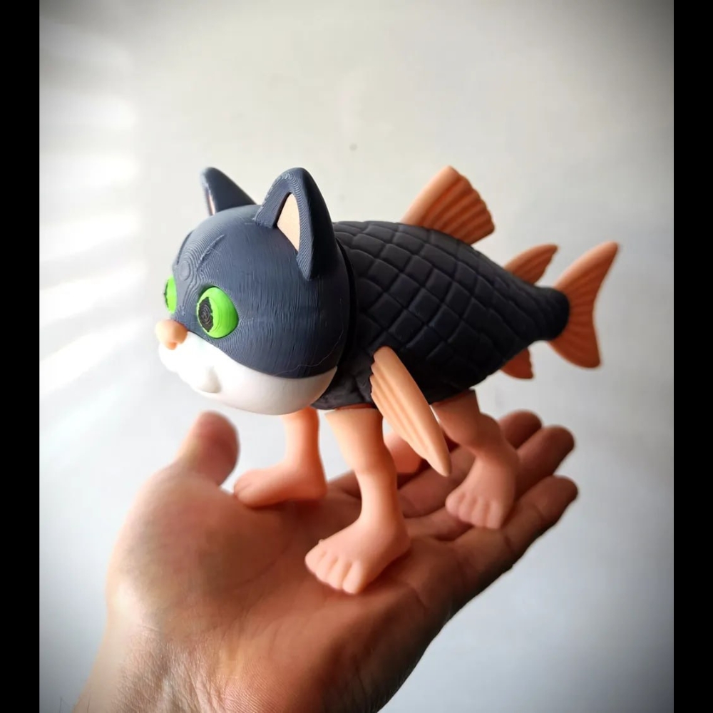 Trulimero Trulichina – Articulated Brainrot Cat-Fish Flexi Toy STL - Image 3